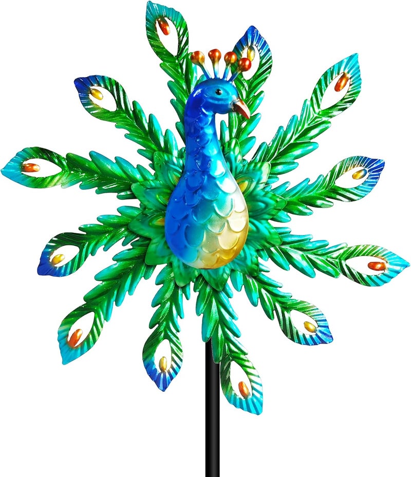 Senflame Outdoor Wind Spinner, 37" Metal Peacock Wind Spinner, Peacock Sculpture Garden Wind Spinners for Garden Yard Patio Decoration - Image 1
